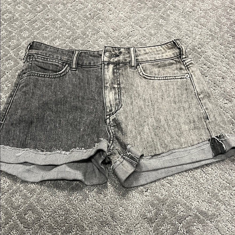 Pilcro Two-Tone Denim Jean Shorts in Light and Dark Blue